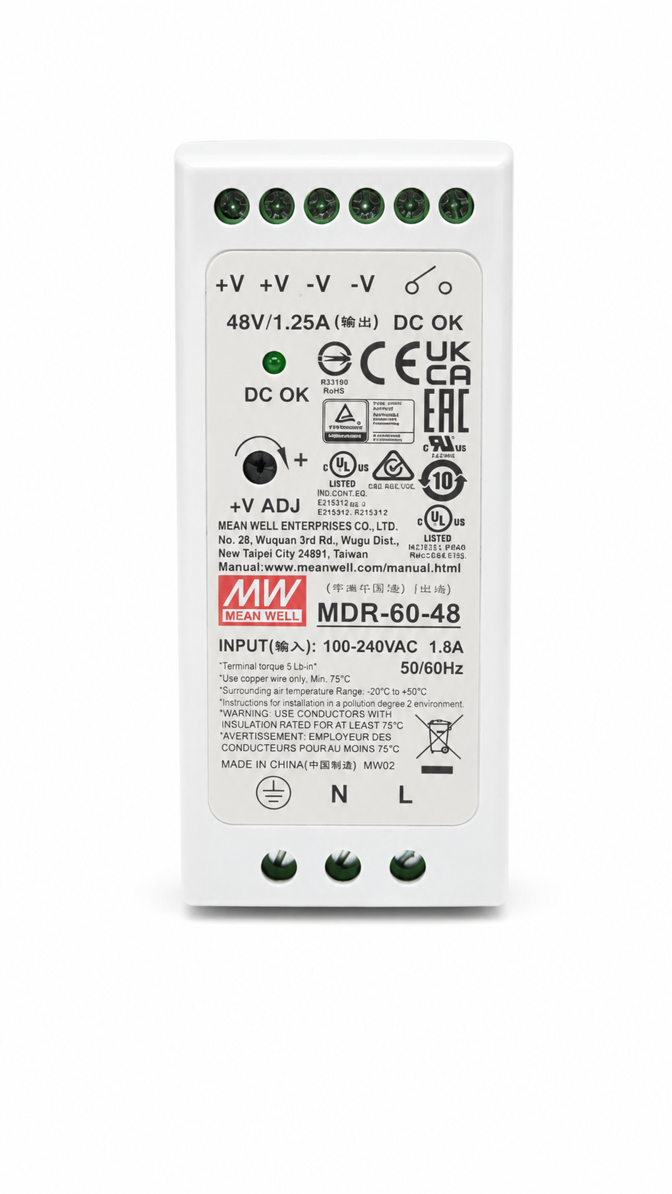 Fuente de poder Riel DIN 60W plástico MDR-60