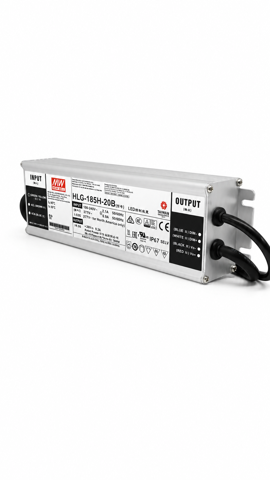 Driver LED carcasa metálica voltaje 185W HLG-185H