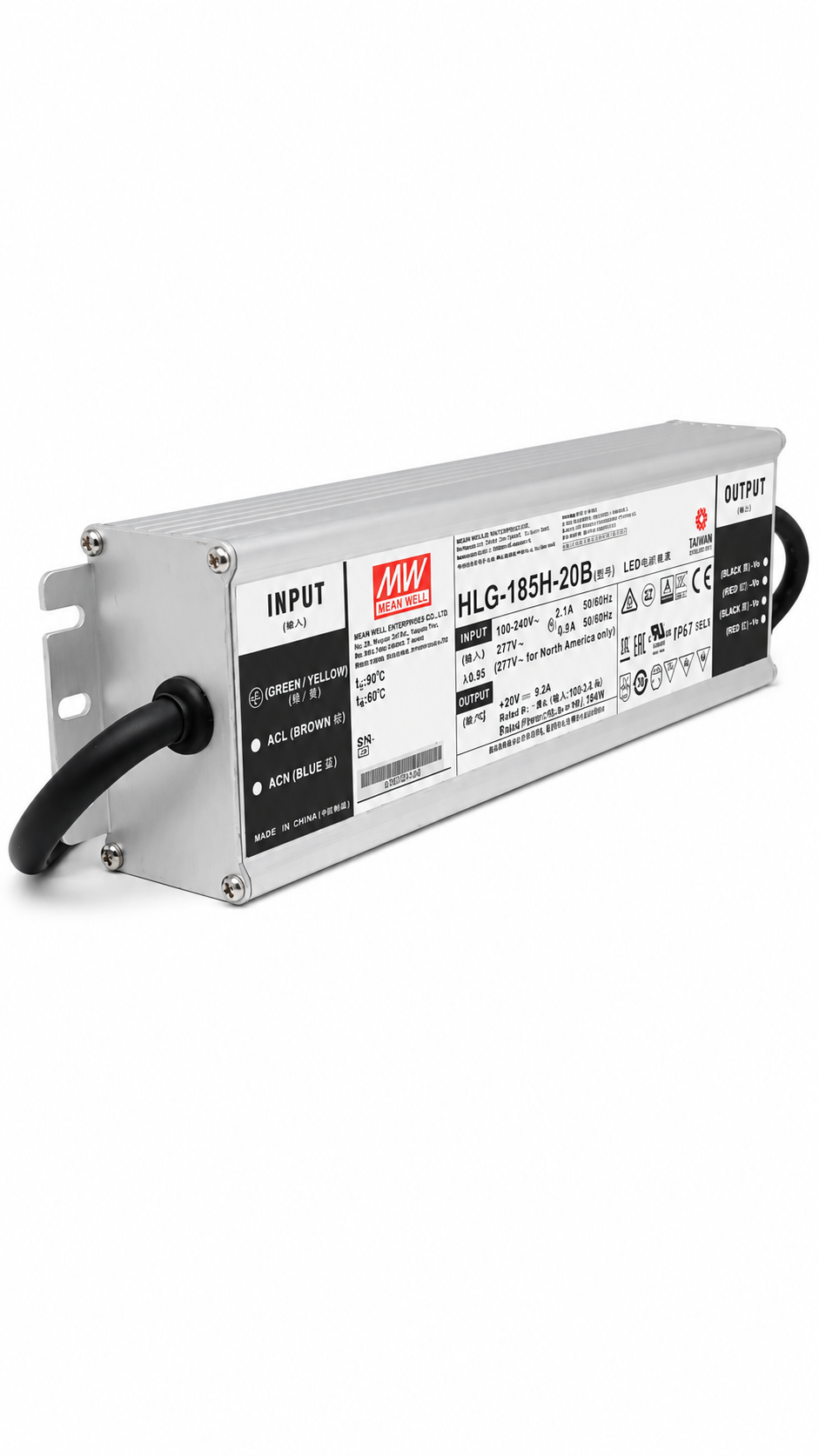 Driver LED carcasa metálica voltaje 185W HLG-185H