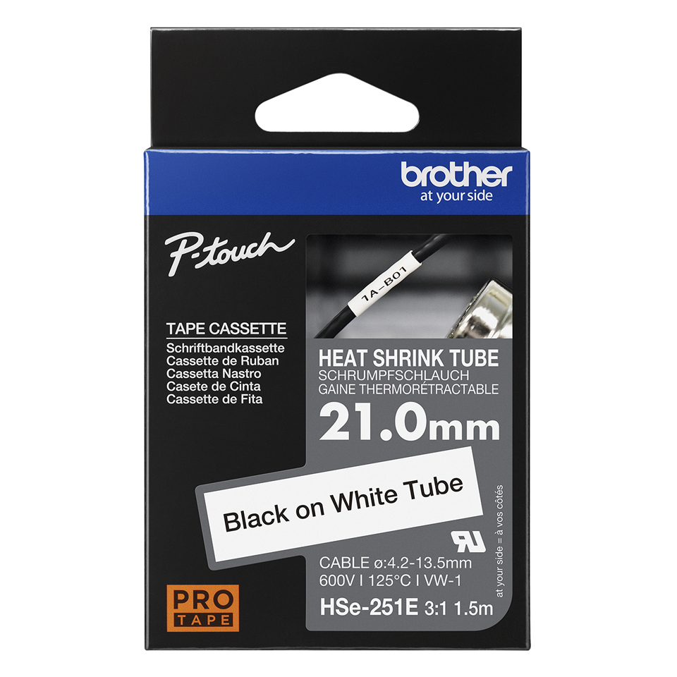 Brother HSE251E Heat Shrink Tubing Tape for Cables Black Tex
