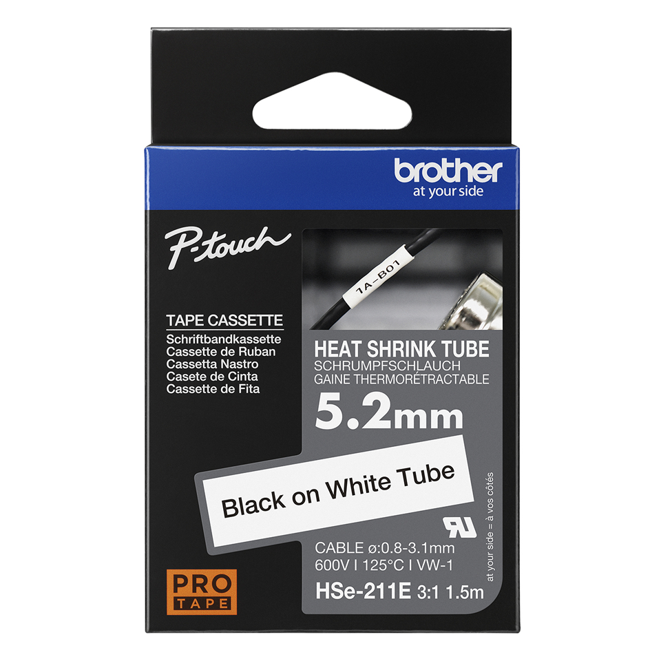 Brother HSE211E Cinta rotuladora Black on white roll printer