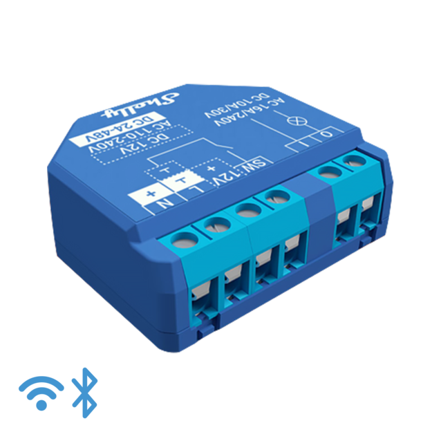 Relé inteligente operado por WiFi, 1 canal 15A con contactos secos