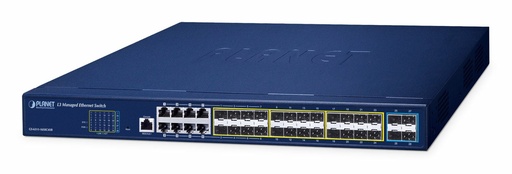 L3 16 Puertos 100/1000X SFP + 8 Puertos Gigabit TP/SFP + Switch Ethernet Administrado 10G SFP+ de 4 Puertos con Alimentación Redundante de 36-72 VCC