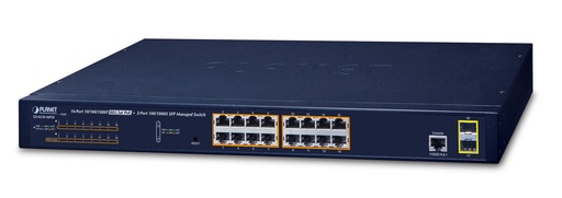 Switch Administrado de 16 Puertos 10/100/1000T 802.3at PoE + 2 Puertos 100/1000X SFP