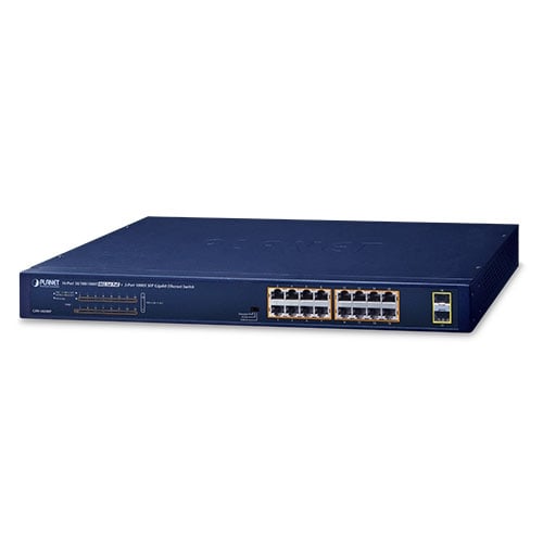 Switch Gigabit Ethernet 10/100/1000T 802.3at PoE de 16 Puertos + SFP 1000X de 2 Puertos