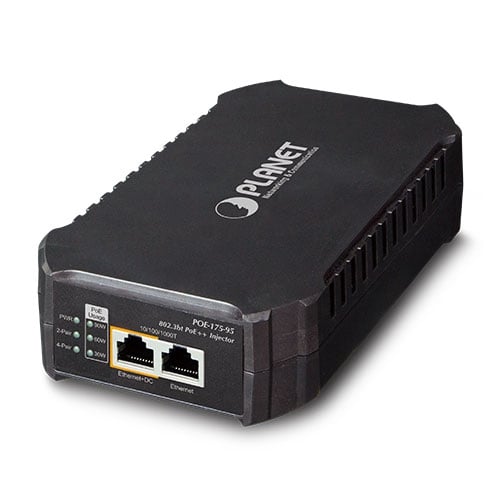 Inyector PoE++ de un puerto 10/100/1000Mbps 802.3bt (95 vatios, alimentación interna)