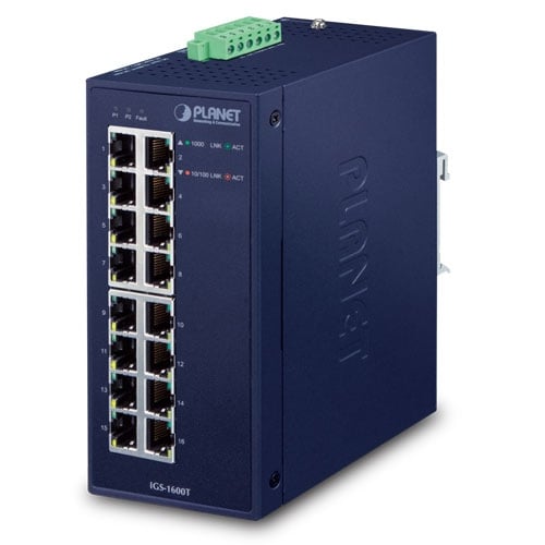 Switch Ethernet Industrial de 16 Puertos 10/100/1000T (-40~75 Grados C)