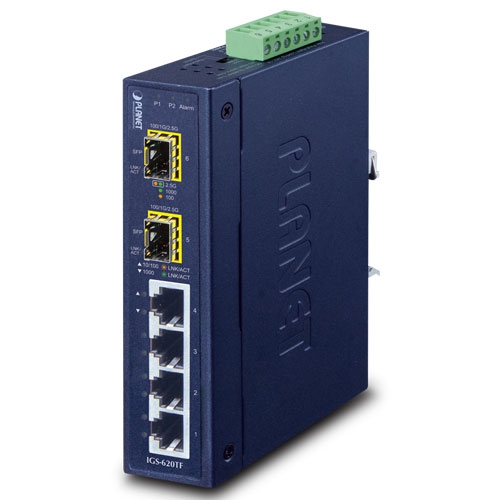 Switch Ethernet Industrial 10/100/1000BASE-T de 4 Puertos + 2 Puertos 100/1G/2.5GBASE-X SFP