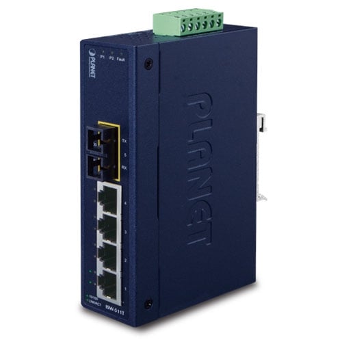 Switch Ethernet Industrial Multimodo de Puerto 4+1 100FX - 2 Km (Temperatura de Funcionamiento de -40 ~ 75 Grados C)