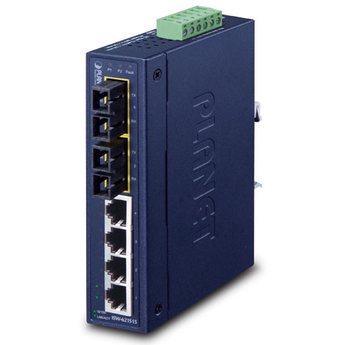 Switch Ethernet Industrial Multimodo de 4+2 Puertos 100FX - 2 Km (Temperatura de Funcionamiento de -10 ~ 60 Grados C)