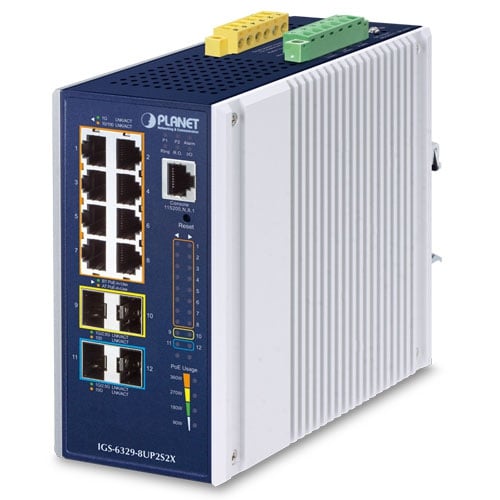 Switch Industrial L3 8 Puertos 10/100/1000T 802.3bt PoE + 2 Puertos 1G/2.5G SFP + 2 Puertos 10G SFP+ Switch Ethernet Administrado (-40~75 grados C)