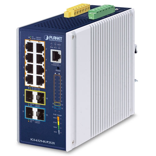 Switch Industrial L3 8 Puertos 10/100/1000T 802.3bt PoE + 2 Puertos 1G/2.5G SFP + 2 Puertos 10G SFP+ Switch Ethernet Administrado (-40~75 grados C)