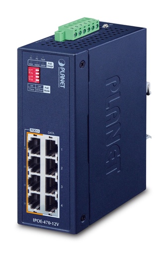 Concentrador de inyector industrial de 4 puertos 10/100/1000T 802.3bt PoE++ con amplificador de 12 V