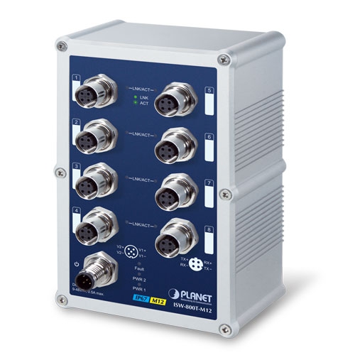 Switch Ethernet Industrial M12 de 8 Puertos a 10/100 Mbps Con Clasificación IP67 (-40 ~ 75 Grados C)
