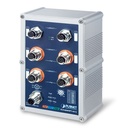 Switch Ethernet Administrado Industrial de 4 Puertos 10/100/1000T 802.3at Con Clasificación IP67 + Switch Ethernet Administrado 10/100/1000T de 2 Puertos (-40 ~ 75 Grados C)