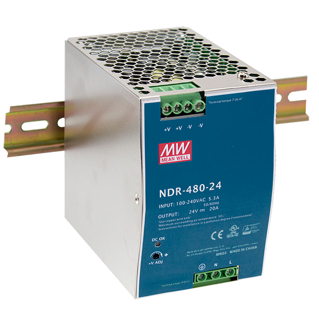 Fuente de poder de riel DIN MEAN WELL NDR-480 de generación anterior