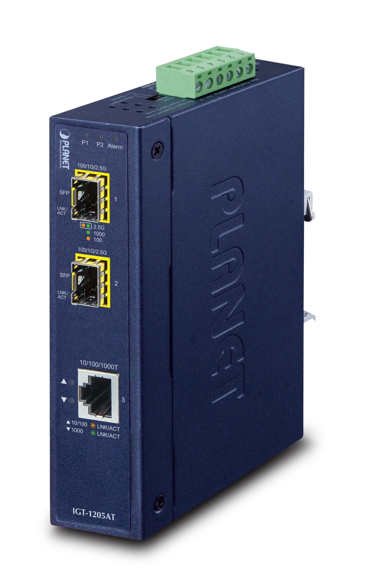 Convertidor de Medios SFP Industrial de 1 Puerto 10/100/1000T a 2 Puertos 100/1000/2500X