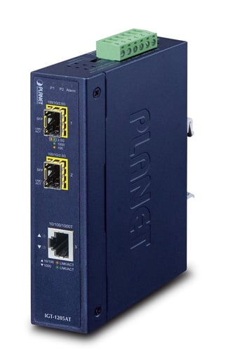 Convertidor de Medios SFP Industrial de 1 Puerto 10/100/1000T a 2 Puertos 100/1000/2500X