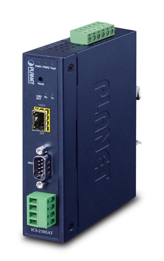 Servidor de Dispositivo Serie Industrial RS232/422/485 de 1 Puerto con SFP 100BASE-FX de 1 puerto (-40~75 Grados C)