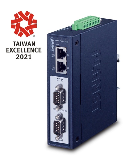Puerta de enlace Modbus industrial IP30 de 2 puertos RS232/RS422/RS485 (2 x 10/100TX, -40~75 grados C, aislamiento de 2K