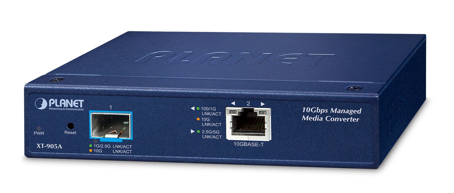 Conversor de medios administrado SFP+ de 1 puerto 10G/5G/2.5G/1G/100BASE-T + 1 puerto 10G/1GBASE-X SFP+