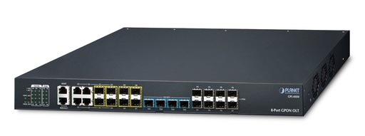 OLT GPON de 8 puertos con combo Gigabit TP/SFP de 4 puertos + SFP 1000X de 4 puertos + SFP+ 10G de 4 puertos con aliment
