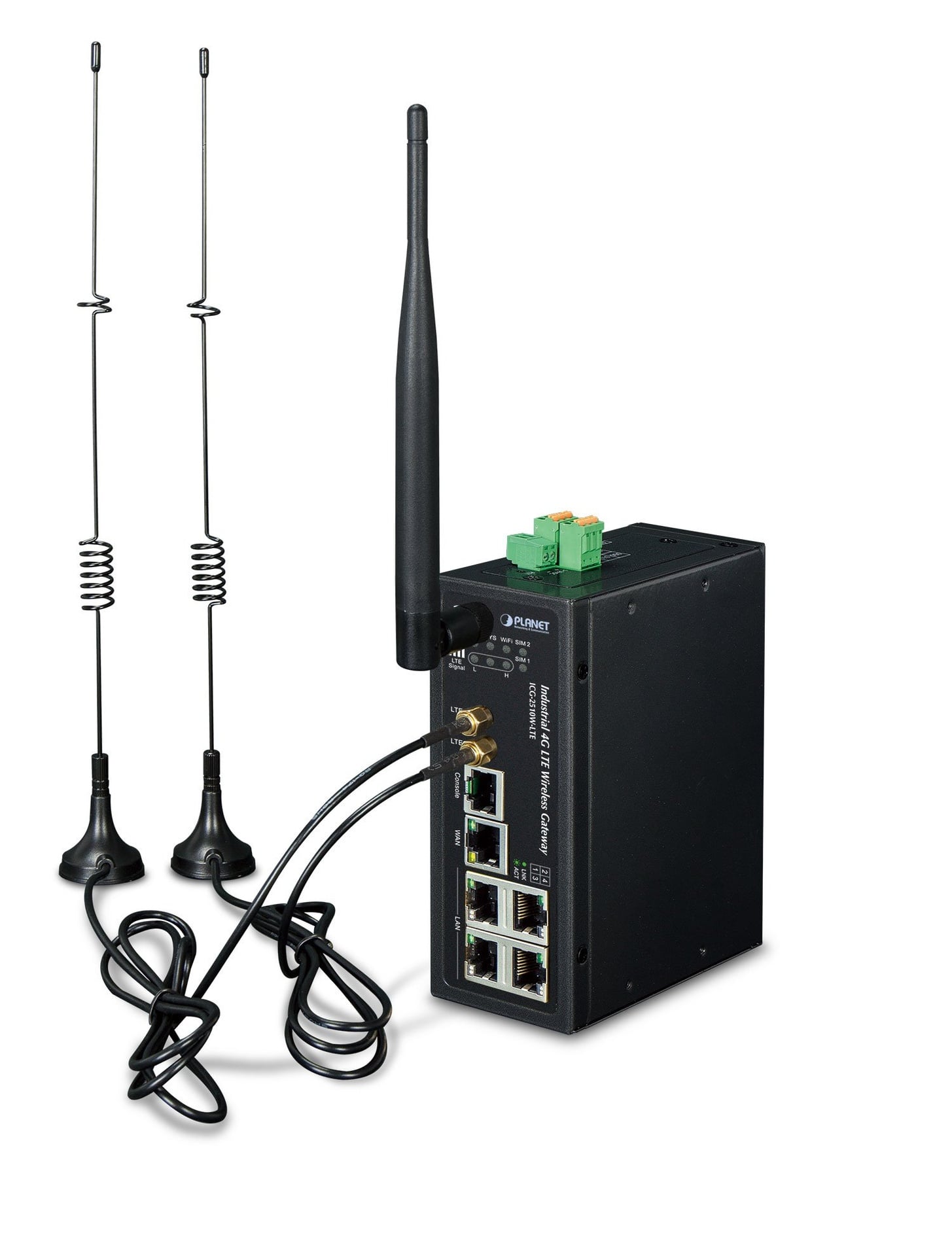 Puerta de Enlace Inalámbrica Celular Industrial 4G LTE con 5 Puertos 10/100/1000T (2 Ranuras Para Tarjetas SIM de Módulo, 802.11ac, 1 RS232/RS485, DI/DO, -35~75 Grados C, Banda LTE B2/B4/B12)