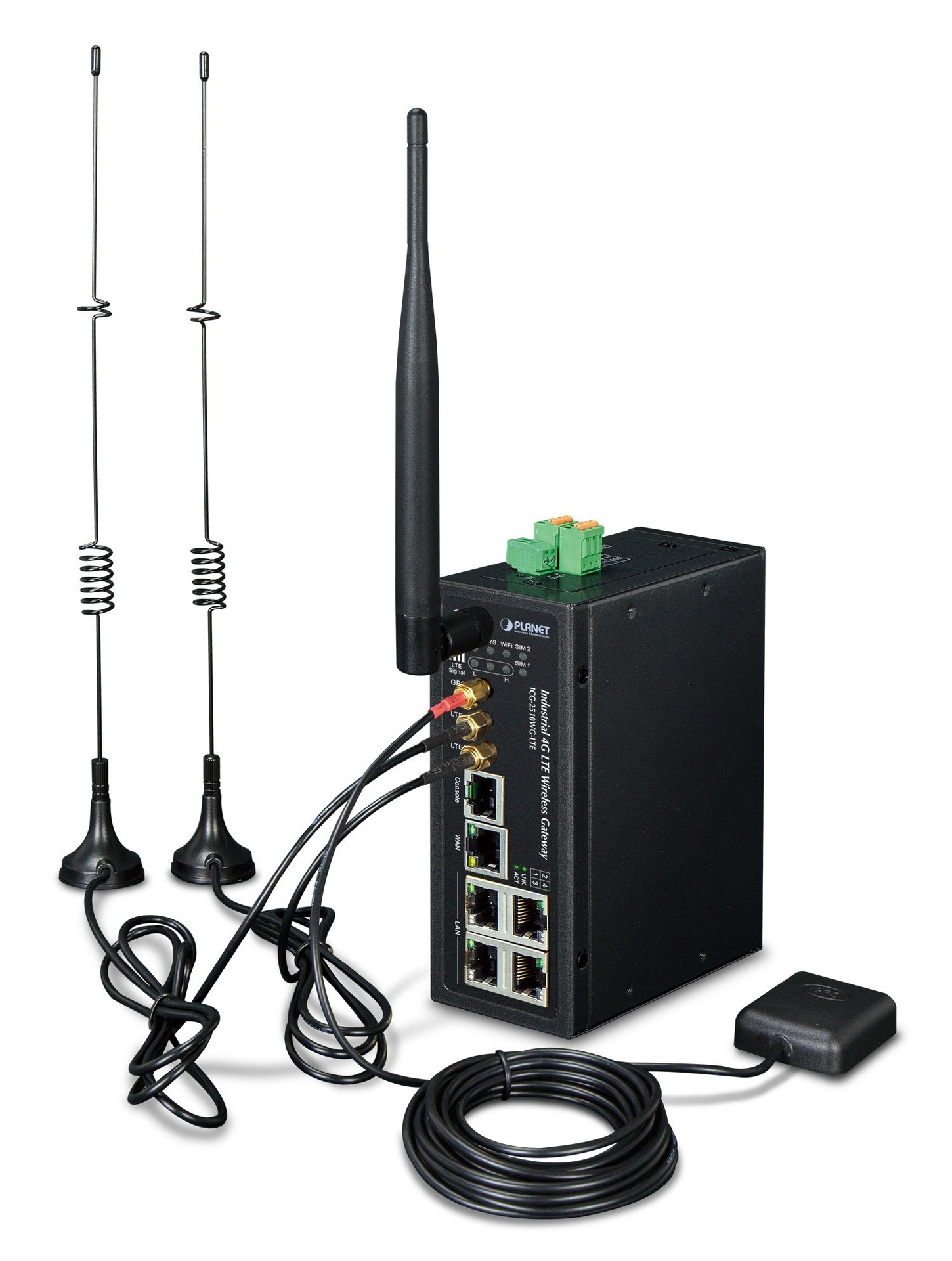Puerta de Enlace Inalámbrica Celular Industrial 4G LTE con 5 Puertos 10/100/1000T (2 Ranuras para Tarjetas SIM de Módulo, 802.11ac, GPS, 1 RS232/RS485, DI/DO, -35~75 Grados C, Banda LTE B2/B4/B12 )