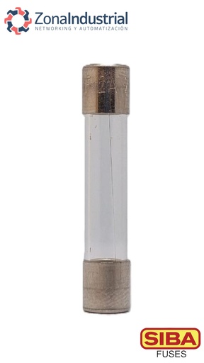 Fusible marca SIBA; 6,3x32mm; 250V ac; curva T (Lento), vidrio, L.