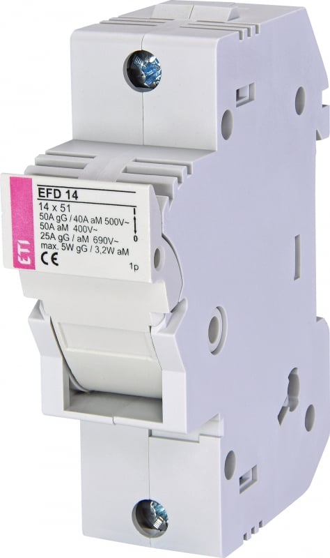Base porta fusible 14x51; 690V AC / 600V DC 50A max. marca ETI