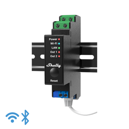 Relé Inteligente Profesional Riel DIN de 2 Canales con Power Meter Contacto Seco