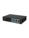 Switch PoE, 8 puertos PoE RJ45 10/100Mbps, 2 puertos uplink 100Mbps