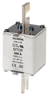 Fusible Siemens Sitor with slotted blade contacts, NH2, In: 630 A, aR, Un AC: 1000 V, front indicator