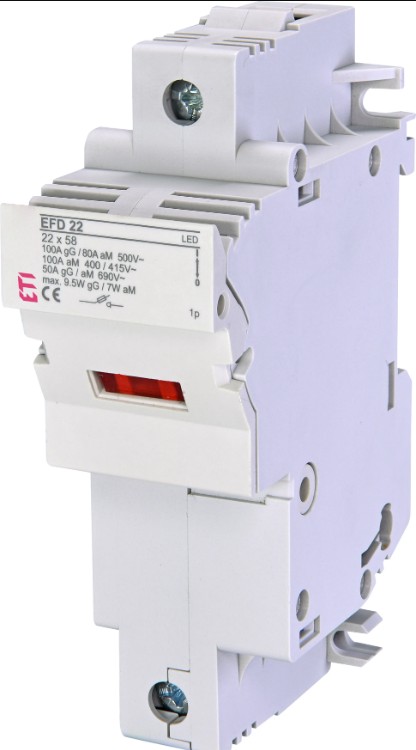 Portafusible 22x58 ETI EFD, 1 polo, con indicador LED