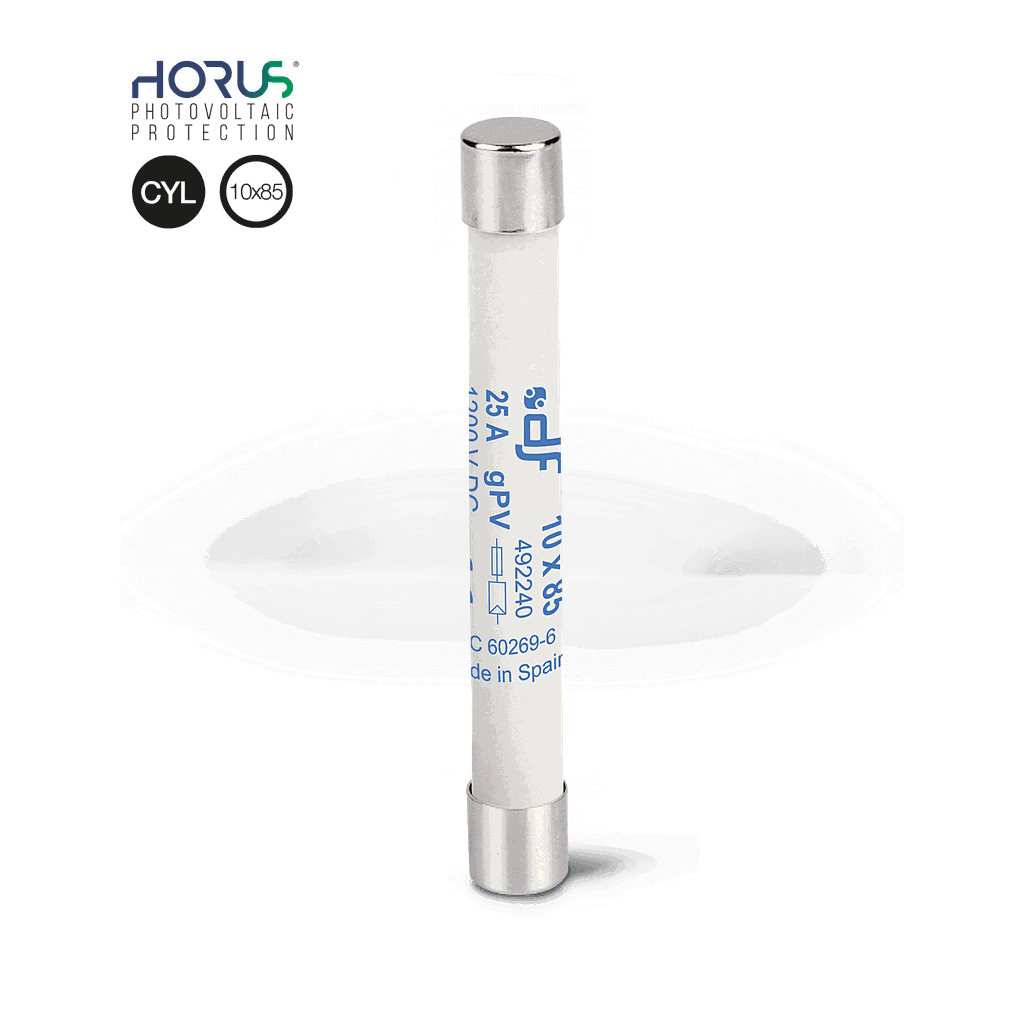 Fusible 10x85 mm curva gPV 1500V DC para aplicaciones fotovoltaicas marca DF Electric