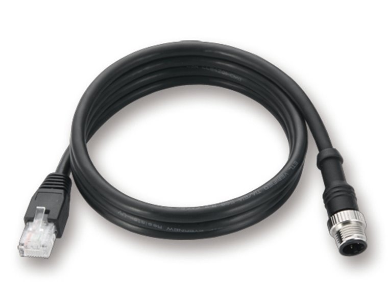 8-Pin A-Coding M12 Male to RJ45 Ethernet Cable, 2 Meters
