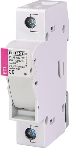 BASE PORTAFUSIBLE 10X38 1000V DC; 25A max. marca ETI (Europa)