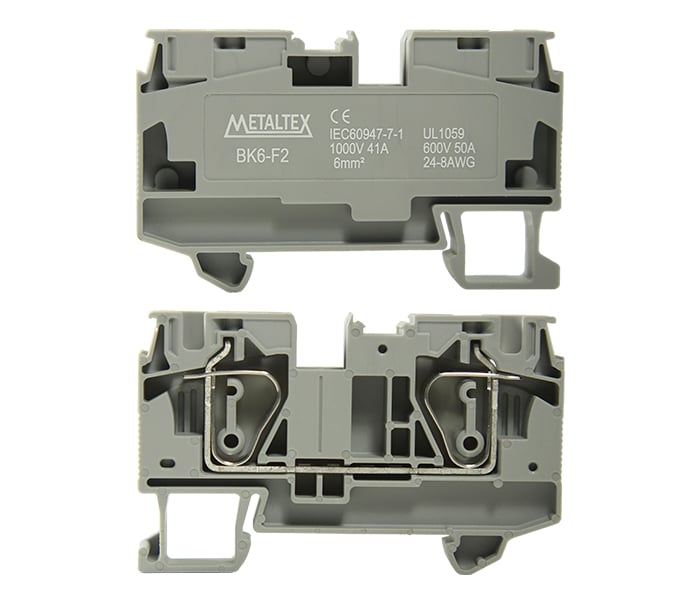 Bornera riel din 6mm² 41A libre mantenimiento con resorte BK6