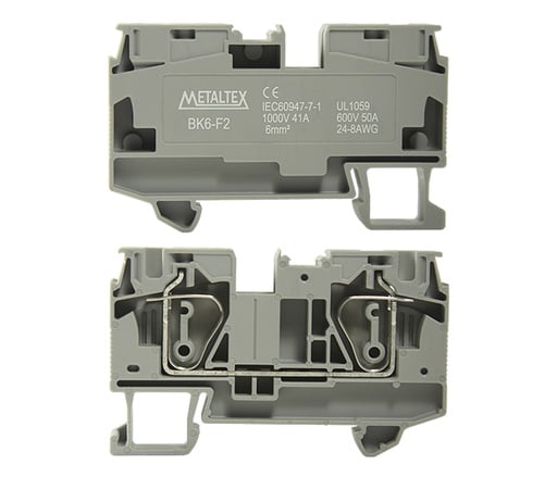 Bornera riel din 6mm² 41A libre mantenimiento con resorte BK6