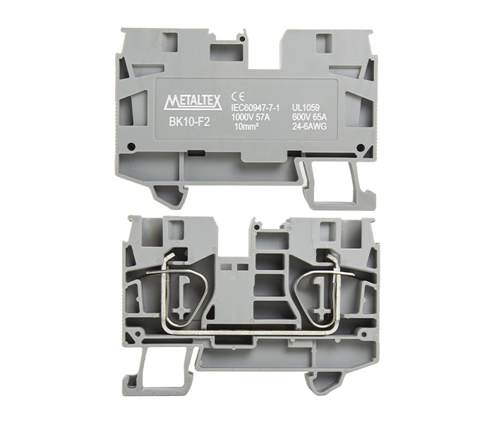 Bornera riel din 10mm² 57A libre mantenimiento con resorte BK10