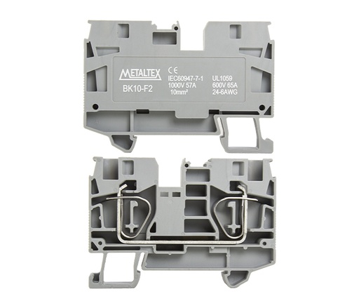 Bornera riel din 10mm² 57A libre mantenimiento con resorte BK10