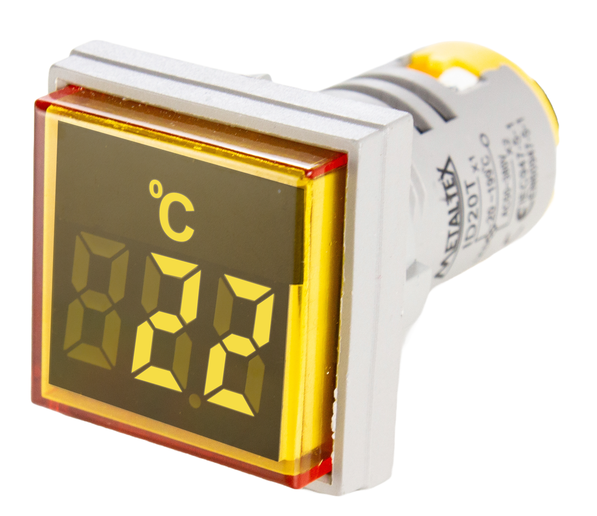 Indicador Digital Temperatura con sensor, 20-199C, 50-380VCA, 22mm, cuadrado