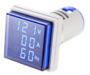 Indicador Digital Tensión, Corriente y Frecuencia 0-99HZ, 0-100A, 50-500VCA, 22mm, cuadrado