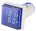 Indicador Digital de Tensión y Frecuencia 0-99HZ, 50-500VCA, 22mm, cuadrado