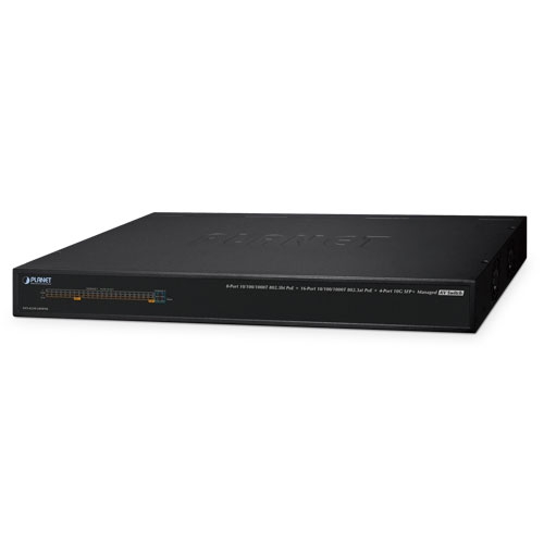 Switch AV Administrado, 8 puertos 10/100/1000T, PoE + 16 puertos 10/100/1000T, PoE + 4 puertos 10G SFP+