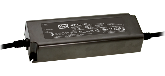 Driver LED plástico voltaje PFC IP67 120W NPF-120
