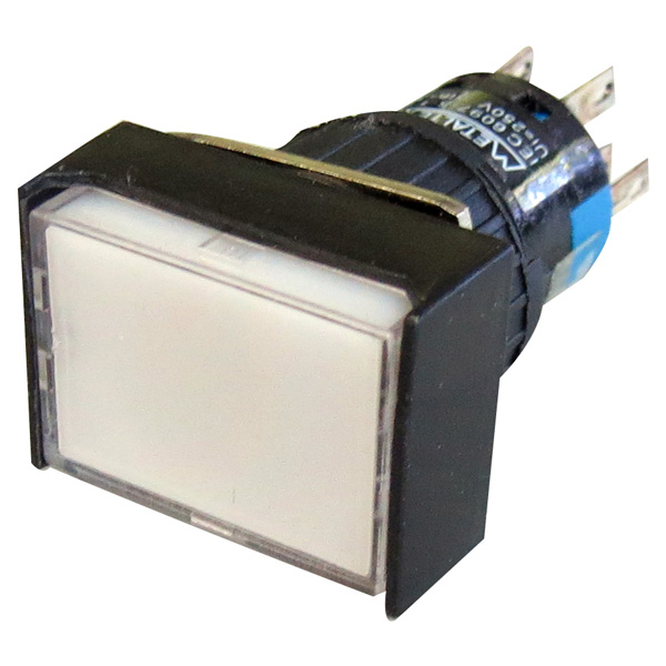 Botón retentivo rectangular plástico Iluminado 16mm Serie P16