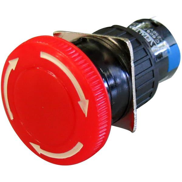 Botón de emergencia tipo hongo plástico SPDT 16mm Serie P16