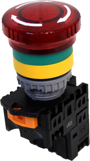 Botón de emergencia tipo hongo con traba iluminado plástico 1NC serie TN2