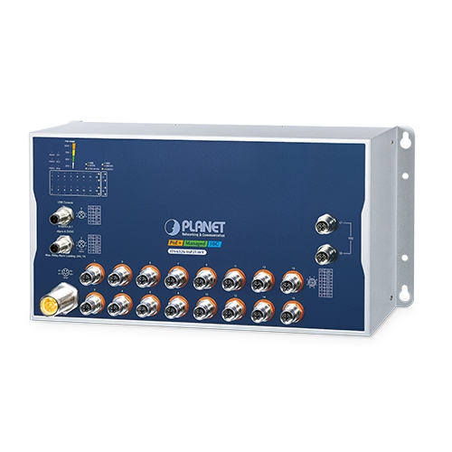 Switch Ethernet Gestionado Industrial ITS-6326-16P2T-WV L3 de 16 Puertos 10/100/1000T 802.3at PoE+ M12 + 2 Puertos 10GBASE-T M12